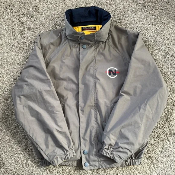 🔴Nautica Reversible Jacket Size Medium Gray And Yellow Wu-Tang